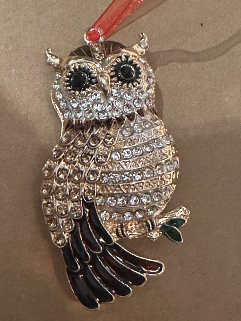 3/$20 Gold Rhinestone Owl Ornament Sparkling Owl